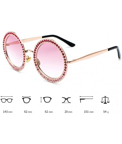 Semi-rimless Women Round Rhinestone Sunglasses Metal Frame Polycarbonate lens - Black Grey - CM18EO3Z4HK $9.84