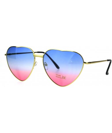 Butterfly Oceanic Gradient Lens Heart Shape Valentine Love Metal Rim Sunglasses - Blue Pink - CB185NMXCDG $10.89