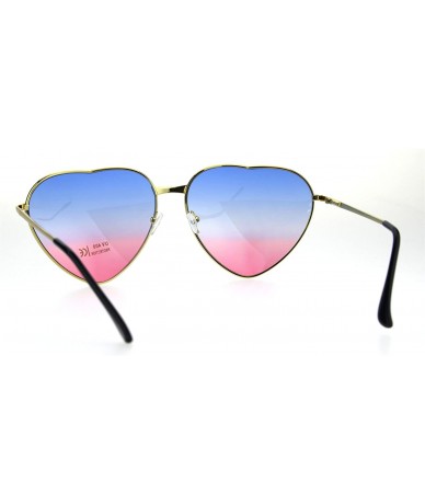 Butterfly Oceanic Gradient Lens Heart Shape Valentine Love Metal Rim Sunglasses - Blue Pink - CB185NMXCDG $10.89