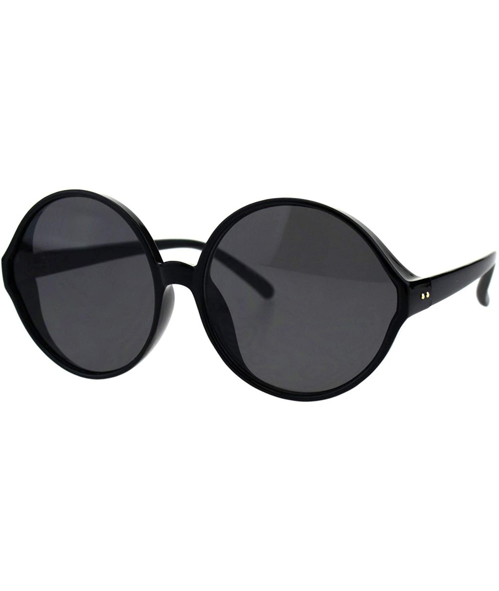 Round Oversized Round Sunglasses Womens Circle Frame Designer Style UV 400 - Black (Black) - CA18OUTW2EN $12.85