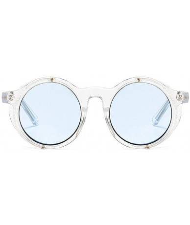 Round 2020 New Transparent Color Punk Flip Sunglasses Men Women Fashion UV400 Round Glasses - Clear&blue - CG1935EO6H2 $13.96