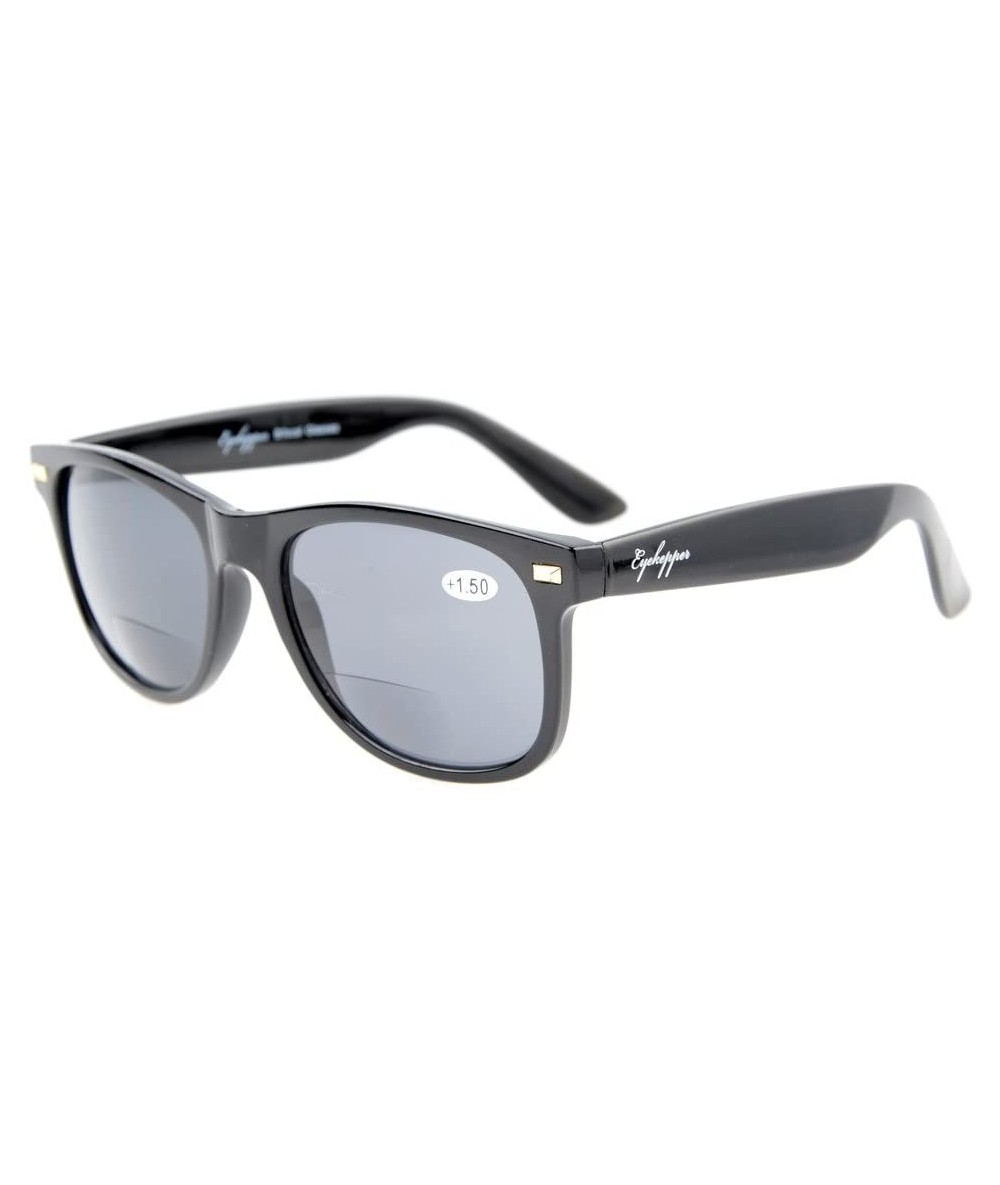 Semi-rimless Bifocal Sunglasses Mens Womens Sunshine Readers Retro Classic Black +1.0 - Ant Black - CD12I7VIFJX $11.30