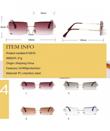 Rectangular Luxury Brand Rectangle Ladies Sunglasses Women 2019 Rimless Square Polarized Sun Glasses For Ladies - Purple - C3...