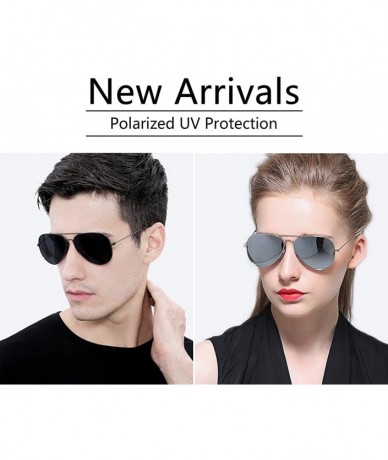 Round Polarized Aviator Sunglasses for Men/Women Metal Mens Sunglasses Driving Sun Glasses - CP199XR7WCG $17.47