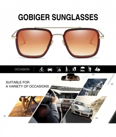 Aviator Aviator Sunglasses For Men Women Retro Vintage Square Designer Shades with Case - 66218gradient Brown - CI18T3GZ3CM $...