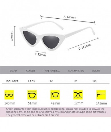 Oval Cat Eye Sunglasses for Women VintageRetro Style Plastic Frame UV 400 Protection - Black Lens/White Frame - CL18S4S3SNI $...