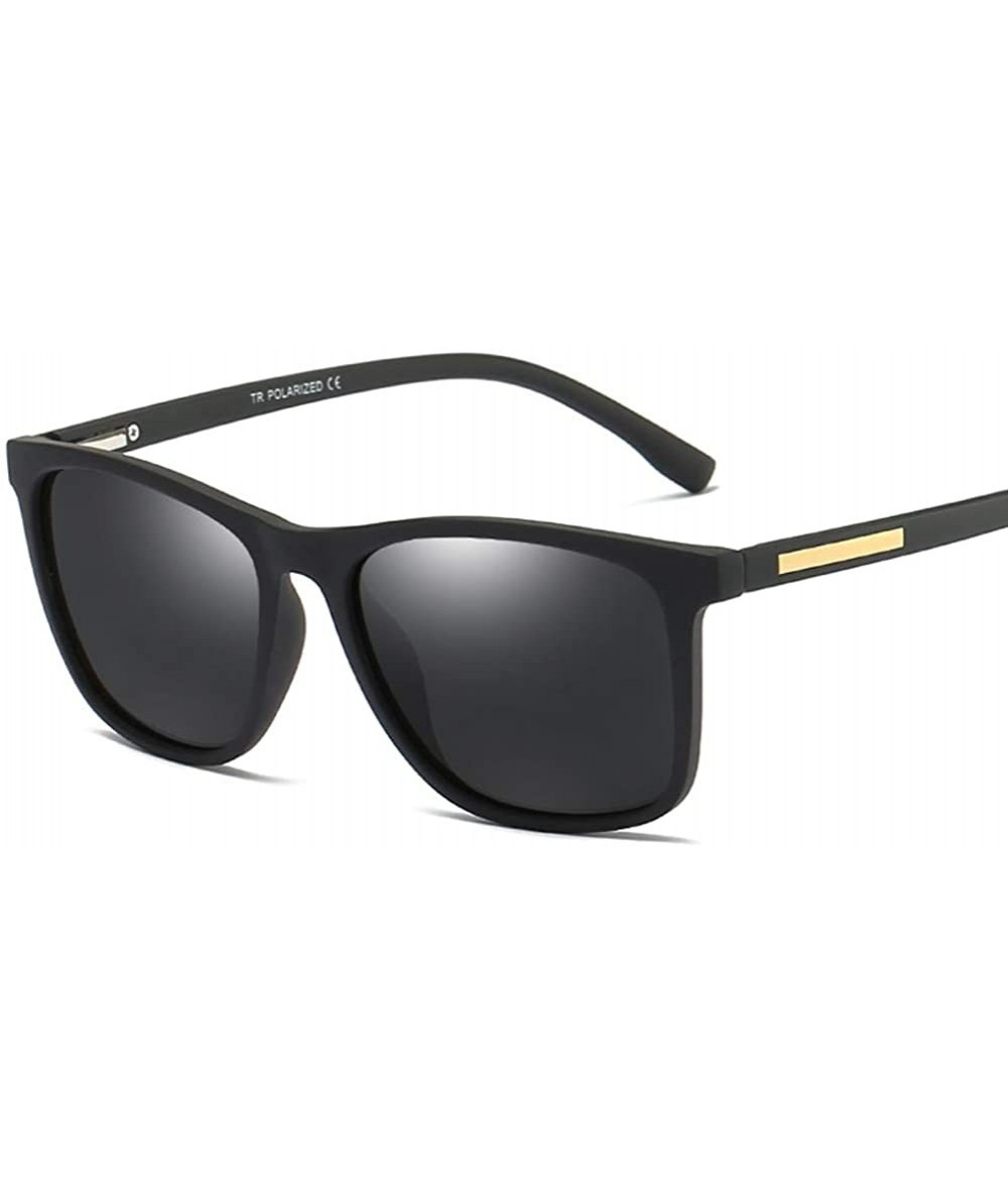 Square Square Sunglasses Men Polarized TR90 Male Sun Glasses for Driving - Matte Black - CT18K0TASW4 $10.89