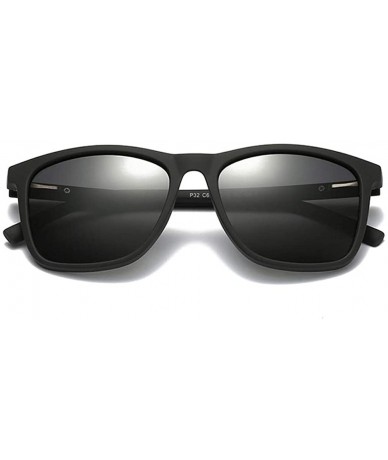 Square Square Sunglasses Men Polarized TR90 Male Sun Glasses for Driving - Matte Black - CT18K0TASW4 $10.89