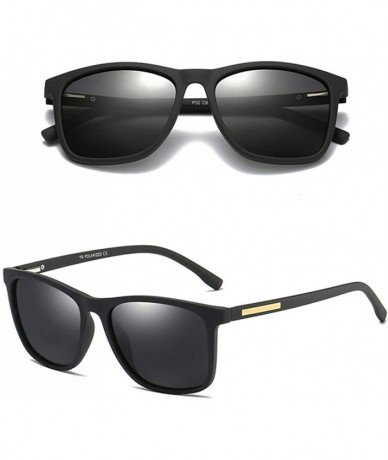 Square Square Sunglasses Men Polarized TR90 Male Sun Glasses for Driving - Matte Black - CT18K0TASW4 $10.89