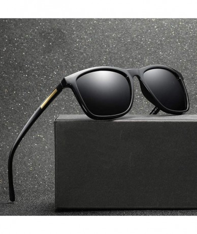 Square Square Sunglasses Men Polarized TR90 Male Sun Glasses for Driving - Matte Black - CT18K0TASW4 $10.89