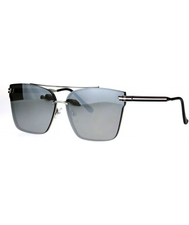 Rectangular Color Mirrored Rimless Metal Horn Rim Flat Lens Sunglasses - Silver Mirror - CY182W00GWK $12.88