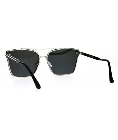 Rectangular Color Mirrored Rimless Metal Horn Rim Flat Lens Sunglasses - Silver Mirror - CY182W00GWK $12.88