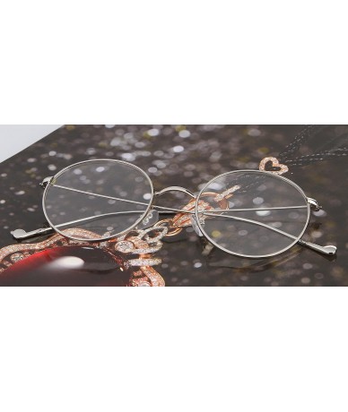 Aviator Men Women Metal Frame Aviator Sunglasses Retro Round Clear Lens Glasses - Silver - C61808HU34U $9.13