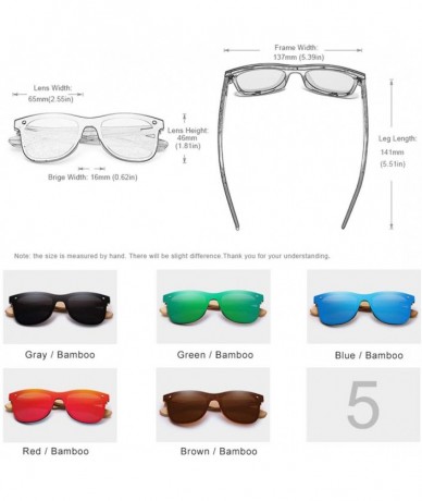 Semi-rimless Bamboo Sunglasses Wood Polarized Glasses Sunglasses Wooden Sun Glasses - Gray Bamboo - CW194ORUG4Q $36.12