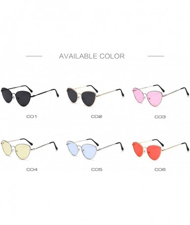 Aviator Cat Eye Sunglasses Women Vintage Sun Glasses Female Ladies Cateyes Sunglass Retro Glasses - Silver Yellow - CR18WD66Q...