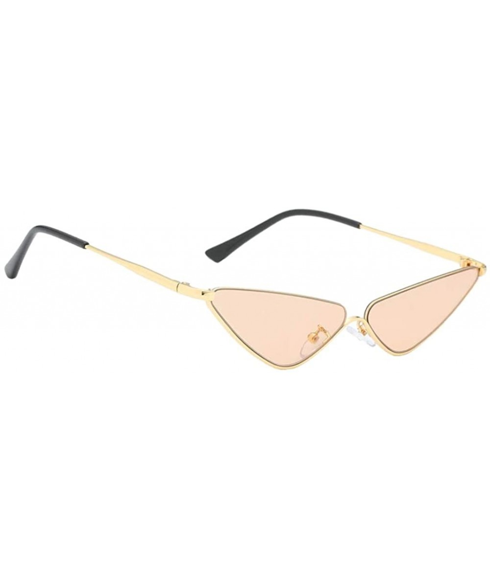 Round Sunglasses Small Round Metal Frame Cat Eye Candy Color Unisex Sun Glasses - Champagne - CN18Q73NT3G $8.54