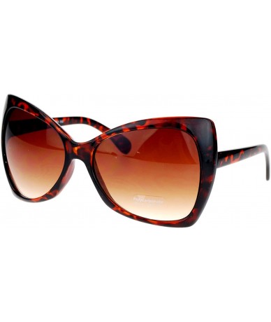 Butterfly Unique Oversized Cat Eye Hybrid Butterfly Sunglasses Brown - CI119MR332B $12.69