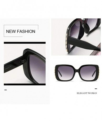 Square Vintage Oversized Square Sunglasses Women Brand Designer Luxury Retro Black Red - White - CR18XQYD3EQ $8.42