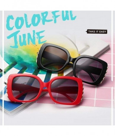 Square Vintage Oversized Square Sunglasses Women Brand Designer Luxury Retro Black Red - White - CR18XQYD3EQ $8.42