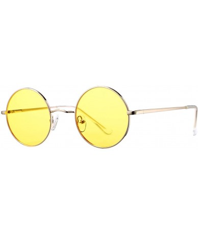 Round Small Round Sunglasses for Women Men John Lennon Hippie Glasses - UV400 Protection - Gold/Yellow - CQ194R4EQ48 $9.49