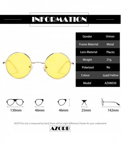 Round Small Round Sunglasses for Women Men John Lennon Hippie Glasses - UV400 Protection - Gold/Yellow - CQ194R4EQ48 $9.49