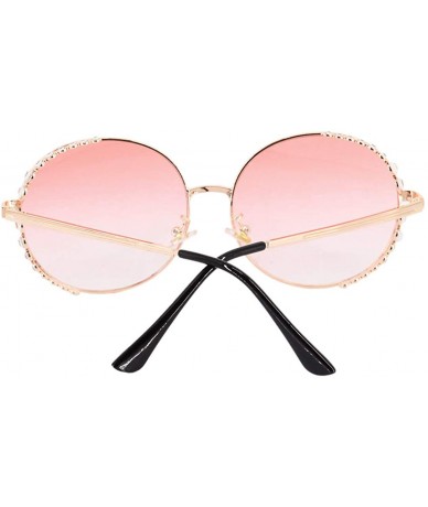 Round Fashion Round Pearl Decor Sunglasses UV Protection Metal Frame - Pink Lens-e - C318UCG95NY $18.79