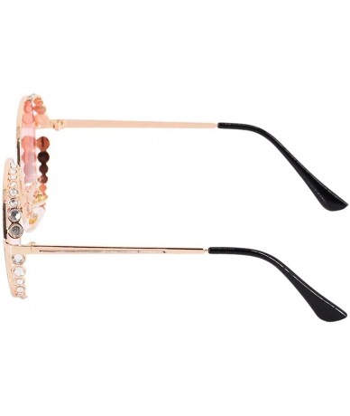 Round Fashion Round Pearl Decor Sunglasses UV Protection Metal Frame - Pink Lens-e - C318UCG95NY $18.79