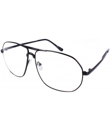 Aviator Vintage Aviator Eyeglasses Metal Frames Clear Lens Glasses Non-prescription - Black 68121 - CO18LY2TCAW $15.43