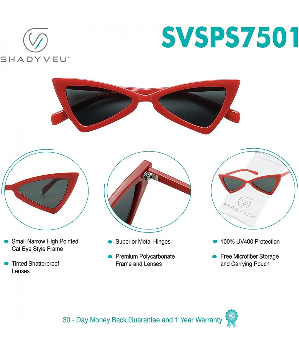 Small Retro Triangle Cat Eye Sunglasses Exaggerated High Pointed Slim  Narrow Chic Mod Fashion Shades - Red - CW18XRA9X9K