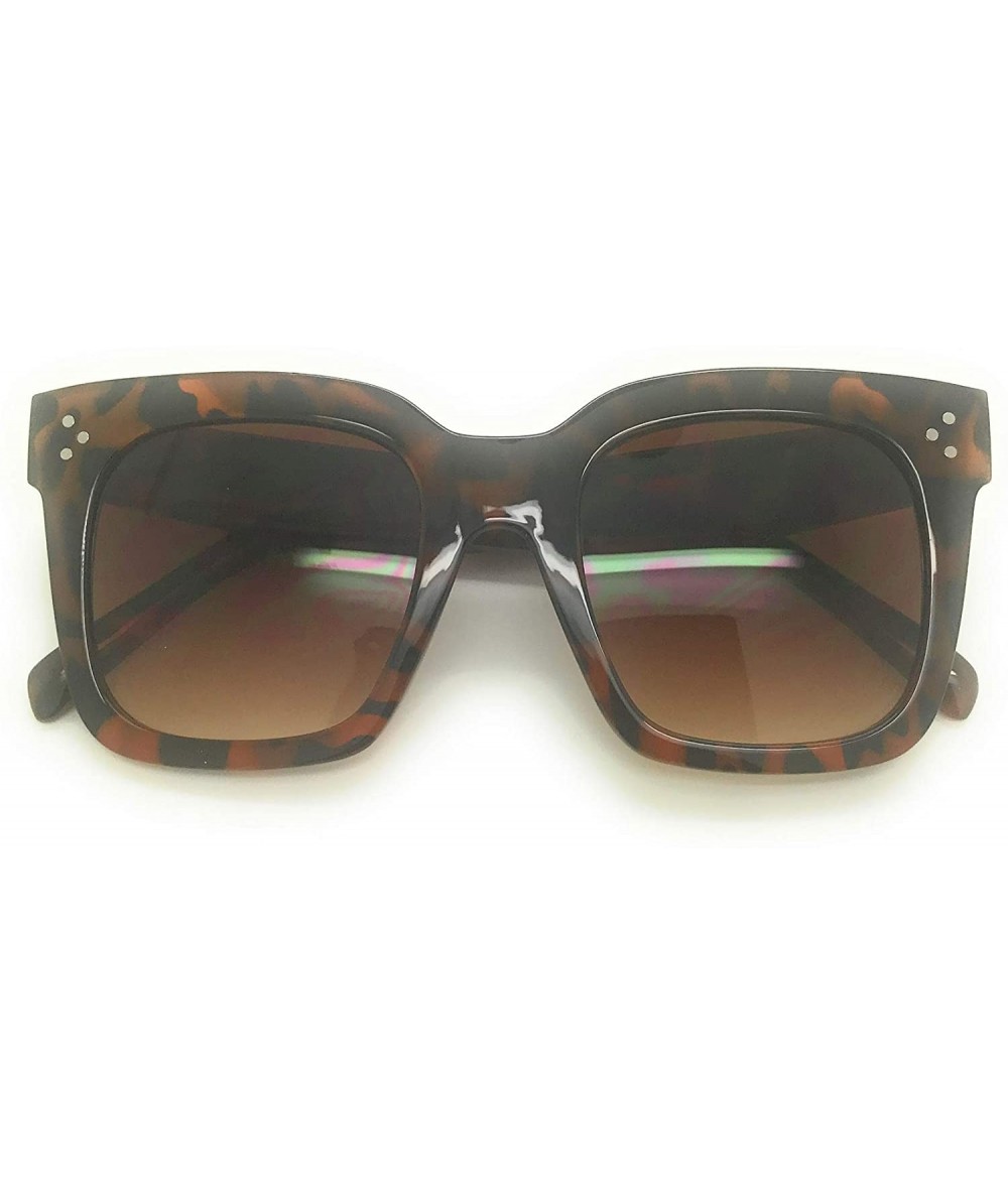 Oversized Vintage Women Butterfly Sunglasses Designer Luxury Square Oversized Flat Lens - Tortoise - C418WEK795Q $10.97