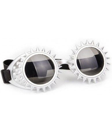 Round Kaleidoscope Rave Goggles Steampunk Glasses with Rainbow Crystal Glass Lens - Silver-new Style - CY18GNKO4TU $7.88