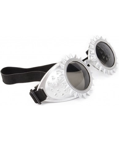 Round Kaleidoscope Rave Goggles Steampunk Glasses with Rainbow Crystal Glass Lens - Silver-new Style - CY18GNKO4TU $7.88