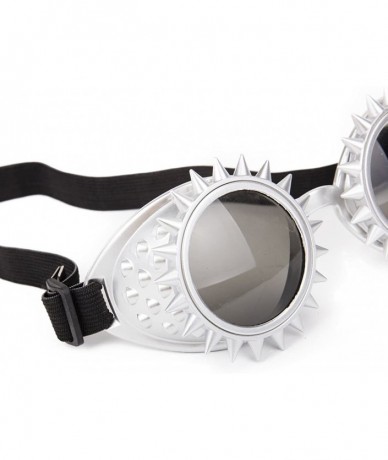 Round Kaleidoscope Rave Goggles Steampunk Glasses with Rainbow Crystal Glass Lens - Silver-new Style - CY18GNKO4TU $7.88