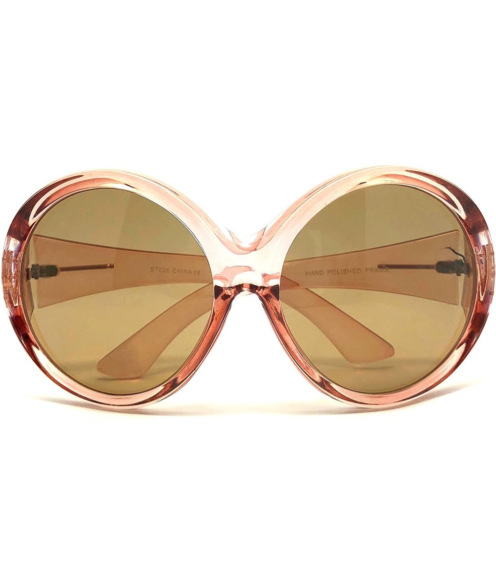 Oversized Oversized Ali Lady Women Sunglasses Round Large Shield Full Mask - Peach - CA18H37K9XI $9.59