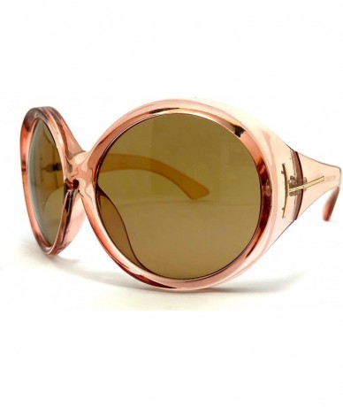 Oversized Oversized Ali Lady Women Sunglasses Round Large Shield Full Mask - Peach - CA18H37K9XI $9.59