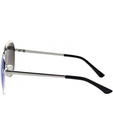 Aviator Unisex Aviator Fashion Sunglasses Triangle Design Top Bridge UV 400 - Silver (Blue Mirror) - CI18W2A4HZ2 $9.81