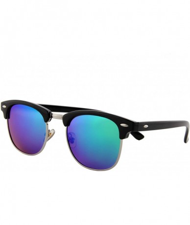 Sport Classic Unisex Sunglasses Durable Semi-Rimless Half Frame Mirrored Lens - CA18GD7A0GS $10.48