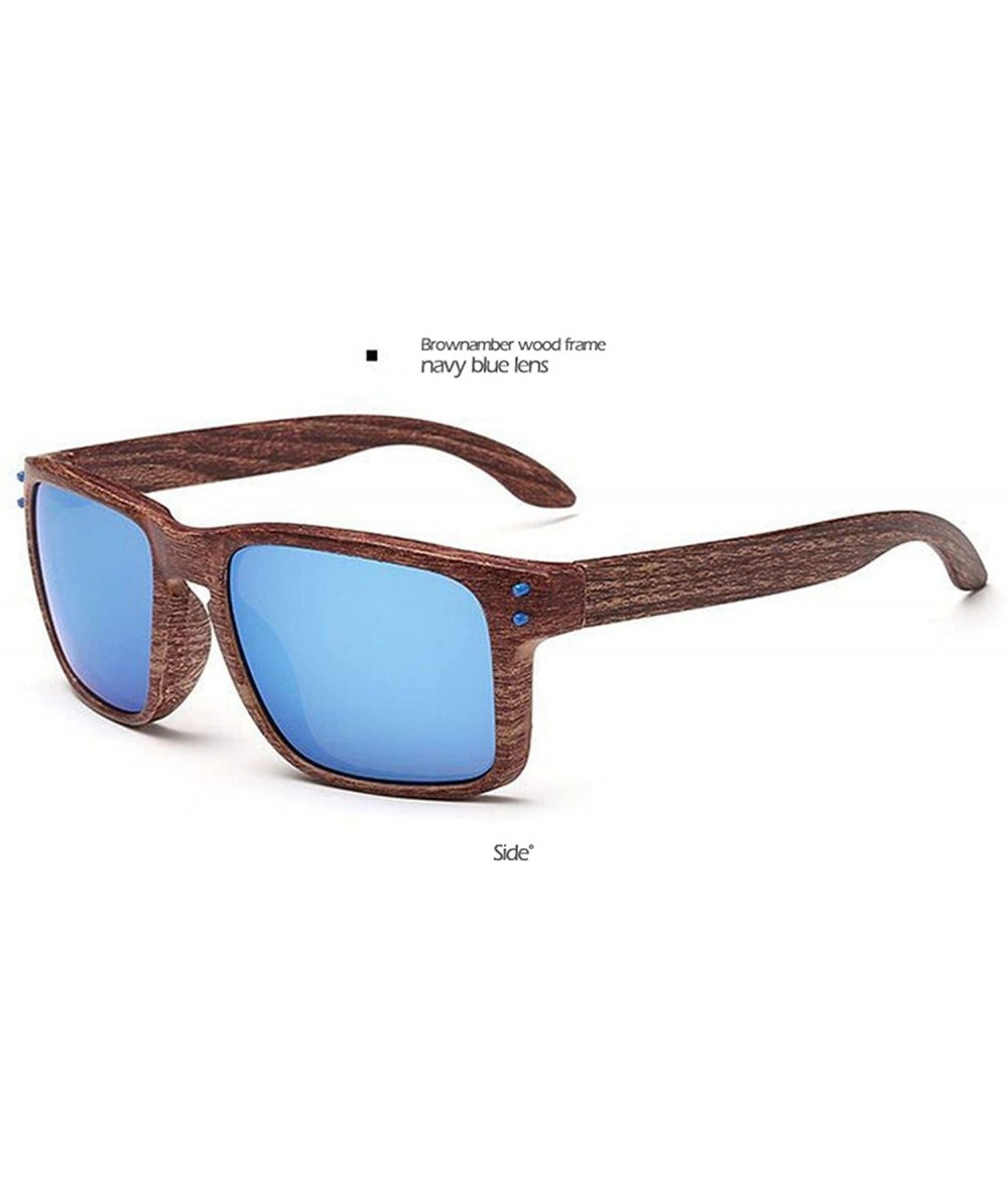 Square Wood Sunglasses Mens Retro Sun Glasses Square Women Men Brand Designer Glasses Mirror Colorful - CO18S5MO2UW $12.00