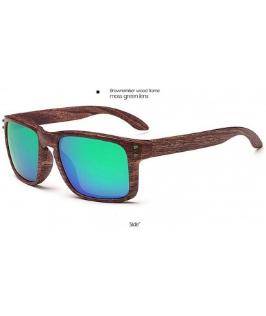 Square Wood Sunglasses Mens Retro Sun Glasses Square Women Men Brand Designer Glasses Mirror Colorful - CO18S5MO2UW $12.00