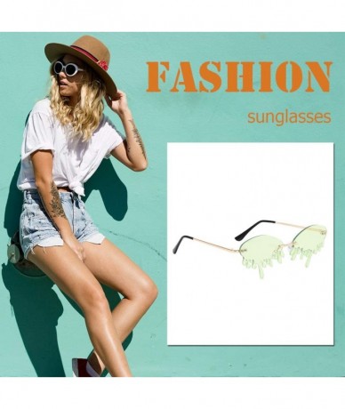 Round Fashion Sunglasses Women Men Rimless Tears Shape Street Eyeglasses Shades - E - CE190O6CRRG $10.09