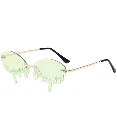 Round Fashion Sunglasses Women Men Rimless Tears Shape Street Eyeglasses Shades - E - CE190O6CRRG $10.09