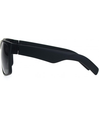 Rectangular Mens Thick Horn Rectangular Plastic Gangster All Black Sunglasses - Matte Black - CF18L94E8MK $7.88