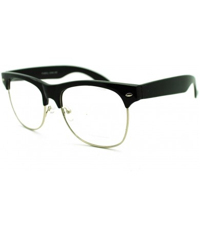 Rectangular Classic Retro Nerdy Geek Half Rim Horned Horned Eye Glasses - Black - C511YFDZUVT $13.22