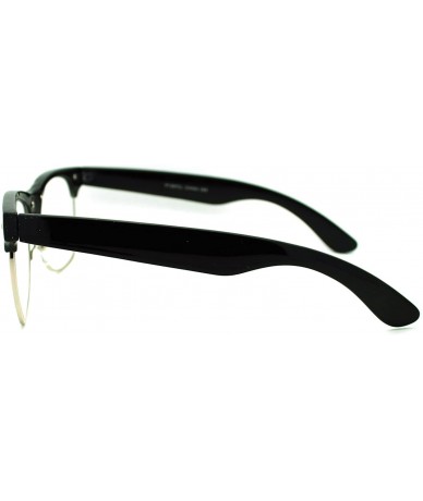 Rectangular Classic Retro Nerdy Geek Half Rim Horned Horned Eye Glasses - Black - C511YFDZUVT $13.22