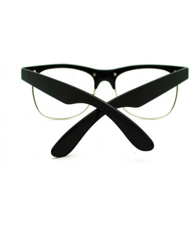 Rectangular Classic Retro Nerdy Geek Half Rim Horned Horned Eye Glasses - Black - C511YFDZUVT $13.22