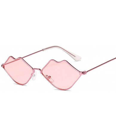 Sport Small Fe Sunglasses Women Retro Lips Mirror Metal Sun Glasses Female Vintage Brand Designer - Redred - CV18W78DN5T $9.04