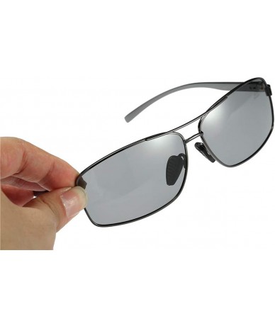 Rectangular Polarized Sunglasses Driving Photosensitive Glasses Color changing sunglasses - Silver - CV18SQ6UAZ7 $24.10