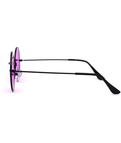 Square Retro Vintage Flat Color Circle Round Lens Sunglasses - Black Fuchsia - CN195RDIUCT $10.47