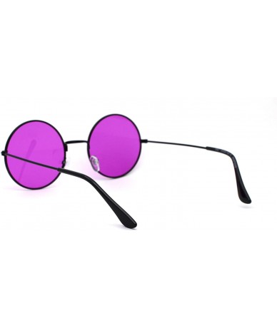 Square Retro Vintage Flat Color Circle Round Lens Sunglasses - Black Fuchsia - CN195RDIUCT $10.47