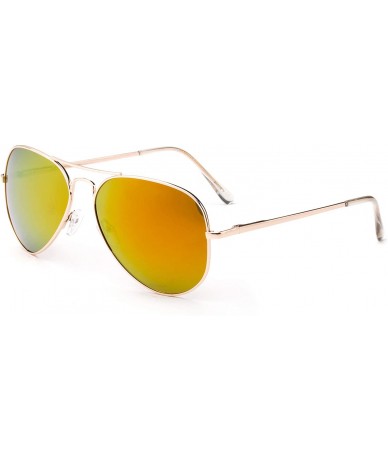 Aviator Polarized Aviator Sunglasses Mirrored Lens Classic Aviator Polarized Sunglasses Small - CX18I63ZCRE $20.44